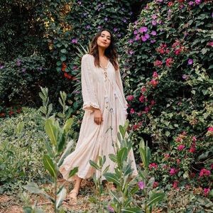 Sundress | M/L Neo Maxi Boho Dress Embellished sequins & tassel in Petra